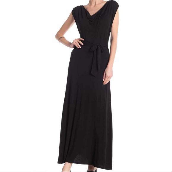 Threads & States Dresses & Skirts - Threads & States Women's Black Sleeveless Tie Waist Cowl Neck Maxi Dress sz S